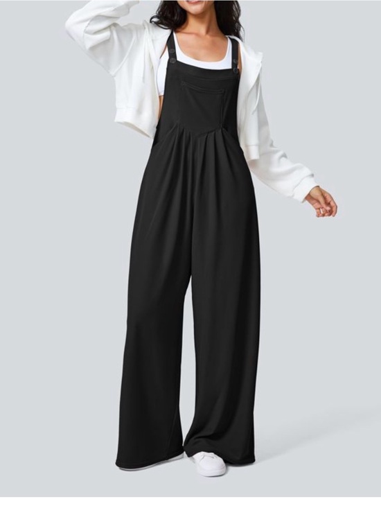 HALARA Pants - HALARA Black Wide-Leg Overall Jumpsuit